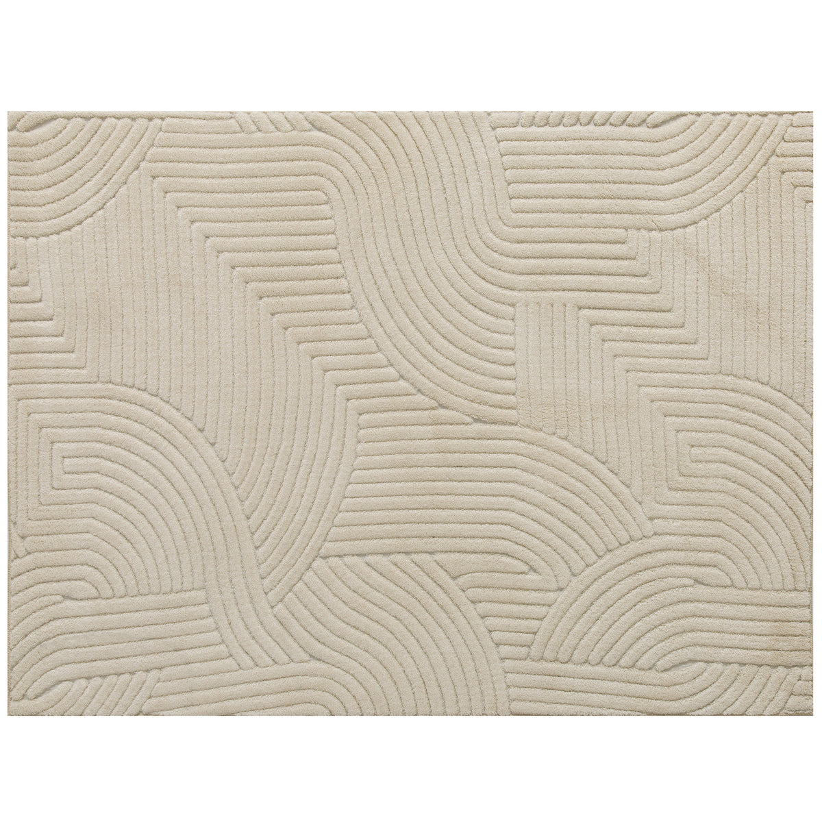 HOMCOM Modern Geometric Rug, Thick & Plush, Non-Slip, 230 x 160 cm, Cream, Living Room, Bedroom, Office