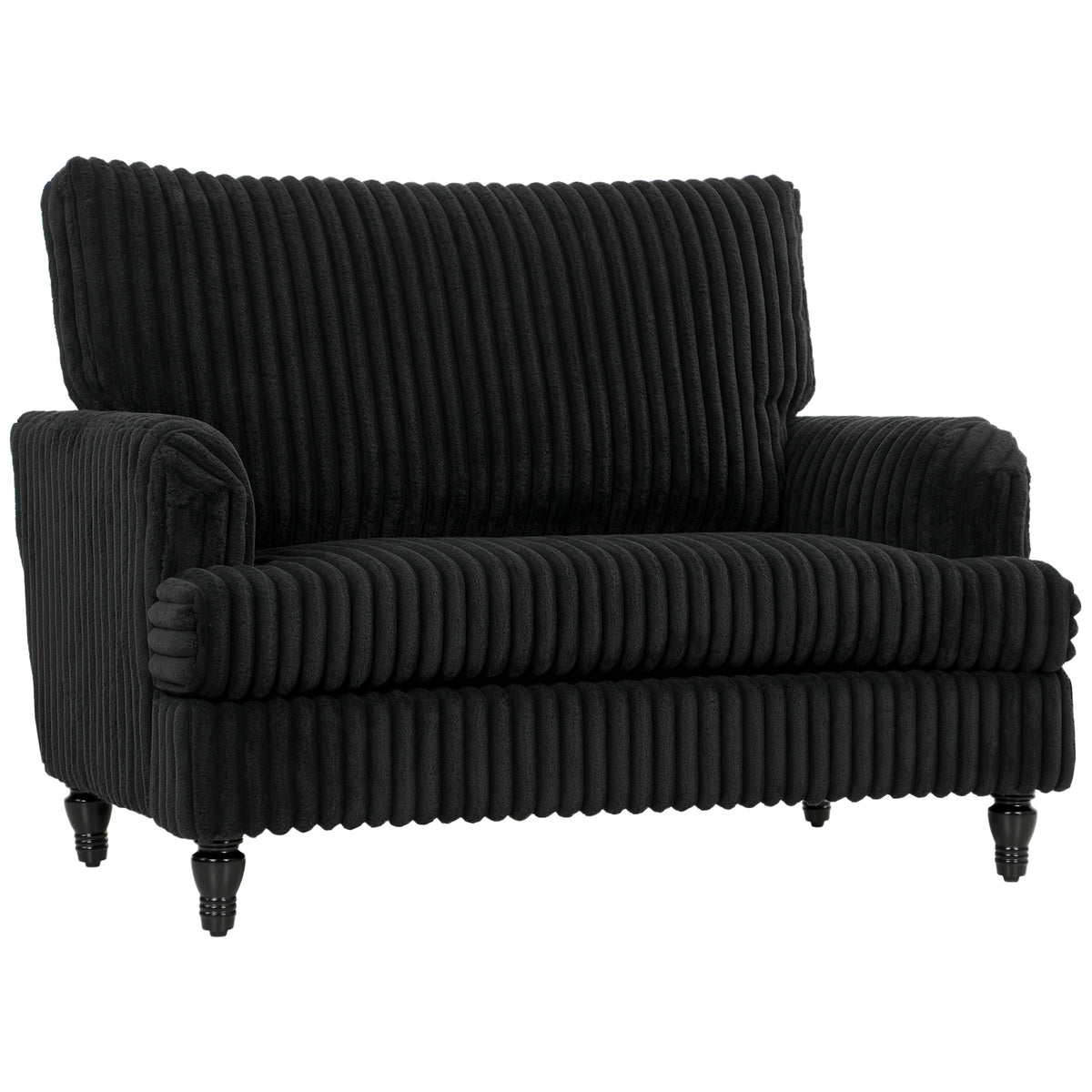 HOMCOM Corduroy Single Sofa Armchair, Modern Accent Chair with Stripes, Turned Legs and Wide Seat, Black