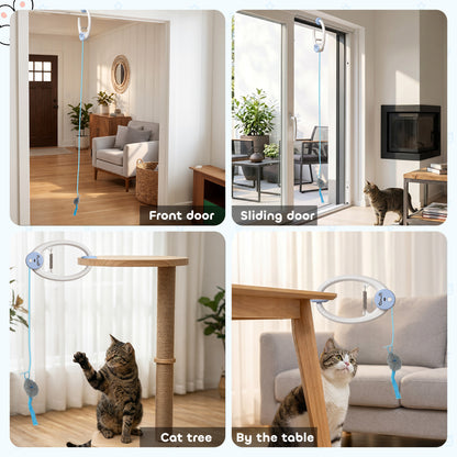 PawHut Interactive Cat Toys for Indoor Kittens & Adult USB Rechargeable Door Hanging Bouncing Mouse Teaser