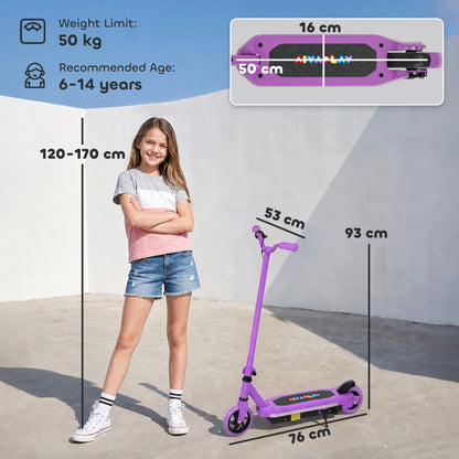 AIYAPLAY Electric Scooter for Kids 6-14 Years, with Colourful Lights, Purple