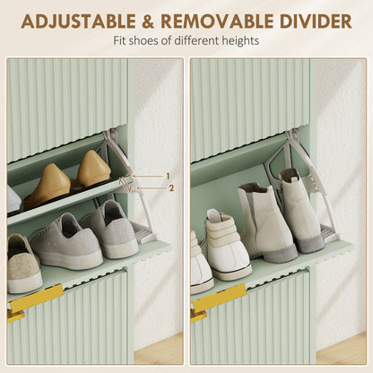 HOMCOM Elegant Three-Drawer Shoe Cabinet - Light Green
