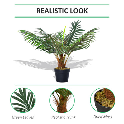 Outsunny 60cm Artificial Palm Tree Fake Plant in Pot - White