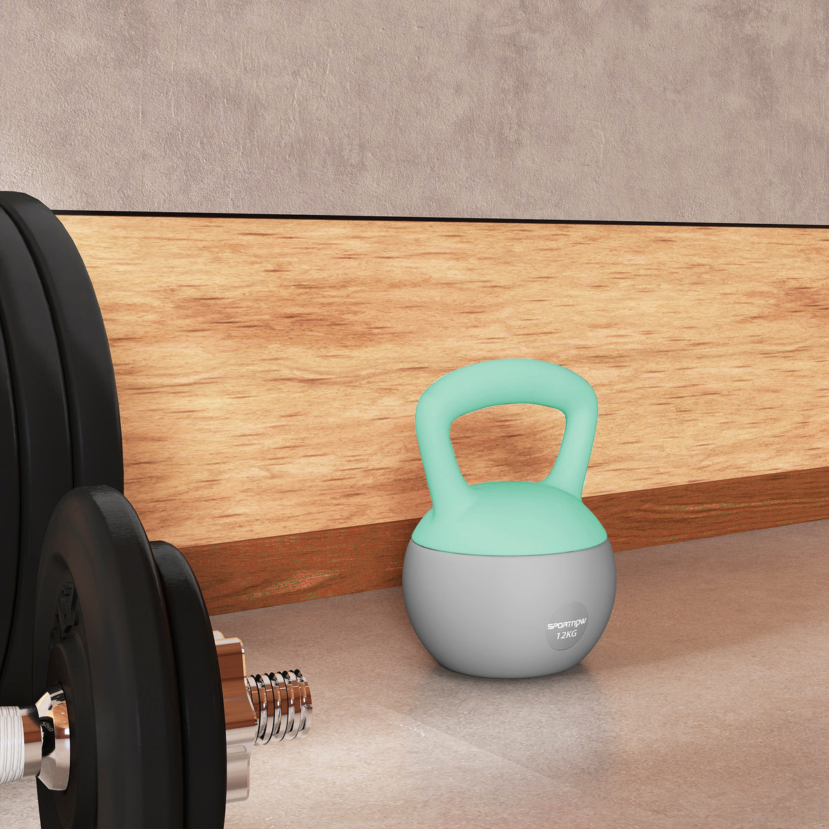 SPORTNOW 12KG Soft Kettlebell, Kettlebell with Non-Slip Handle for Home Gym, Weight Lifting, Strength Training, Green/Grey