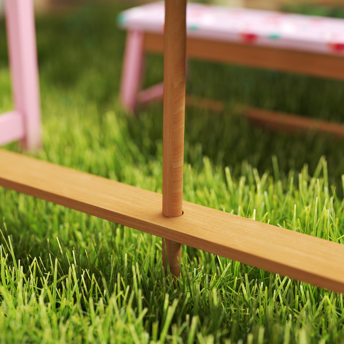 AIYAPLAY Kids Picnic Table Set with Removable & Foldable Umbrella, Storage Boxes, Flamingo Theme, Pink