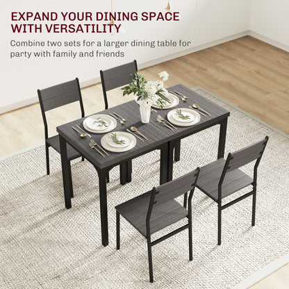 HOMCOM Three-Piece Minimal and Compact Dining Set, Grey Wood Effect