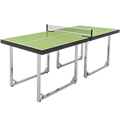 HOMCOM 6ft Table Tennis Table, Ping Pong Table with Net, Foldable and Portable Ping Pong Set for Indoor Use, Easy Assemble, Midsize, Green