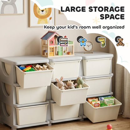 HOMCOM Kids Storage Unit, with Nine Drawers - Cream