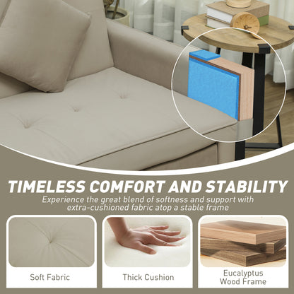 HOMCOM 3 Seater Velvet Sofa Bed, Convertible Pull-Out  Sofa Bed with Adjustable Backrest, Space Saving Living Room Sofa, Beige