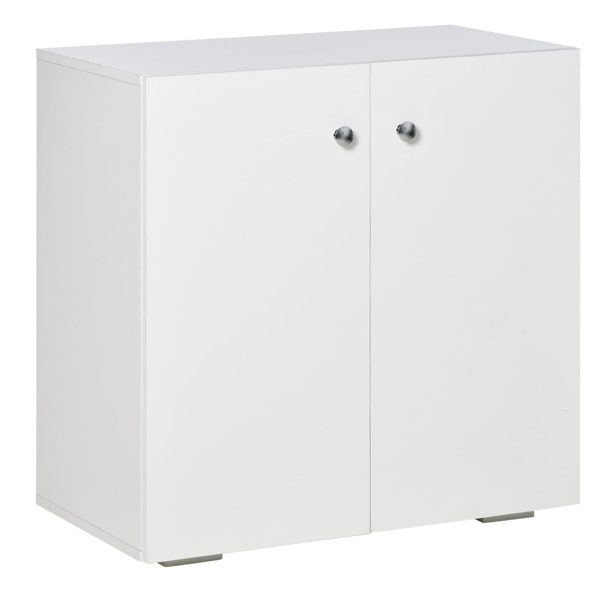 HOMCOM 2 Tier Bookcase, Wooden Storage Cabinet with 2 Doors, Freestanding Sideboard for Living Room, Home Office and Study, White