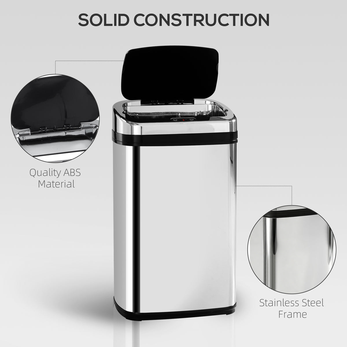 HOMCOM 30L Stainless Steel Motion Sensor Lid Bin - Silver Tone