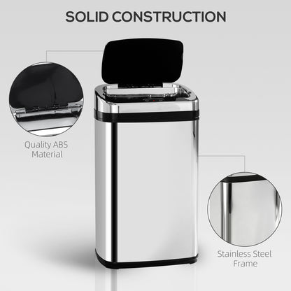 HOMCOM 30L Stainless Steel Motion Sensor Lid Bin - Silver Tone