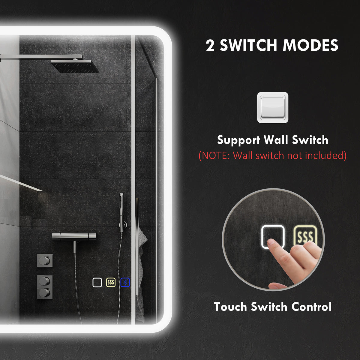 HOMCOM 70 x 50cm LED Bathroom Mirror, with Bluetooth - Silver Tone