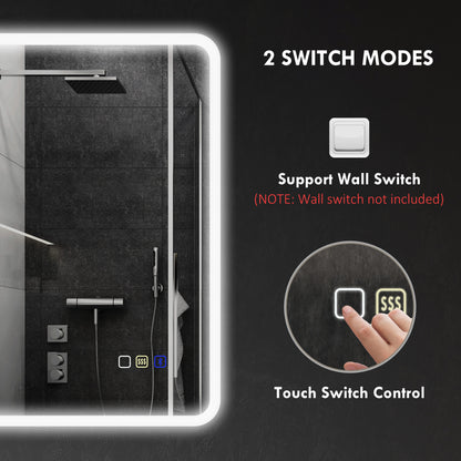 HOMCOM 70 x 50cm LED Bathroom Mirror, with Bluetooth - Silver Tone