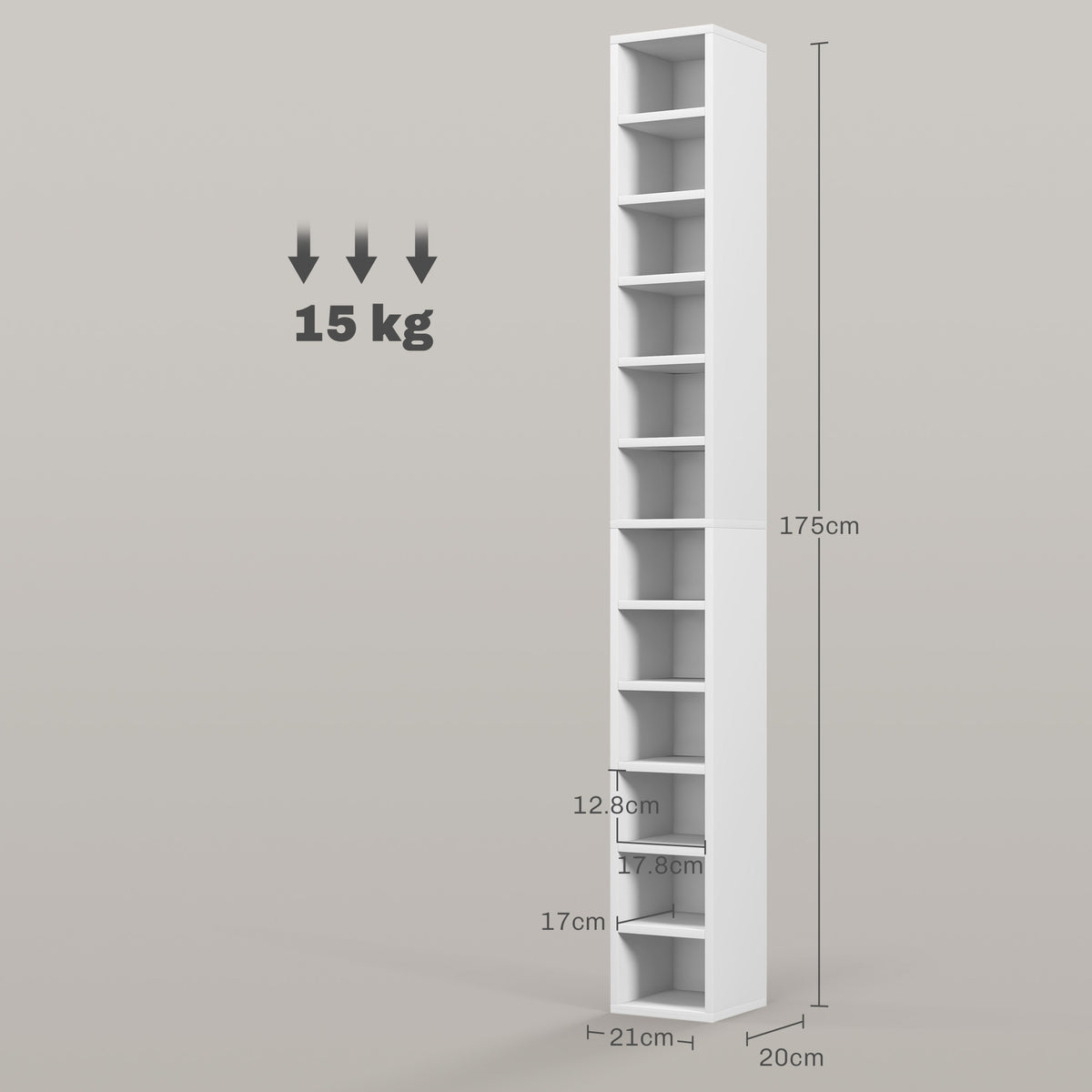 HOMCOM 204 CD Tall Narrow Media Storage Tower - White