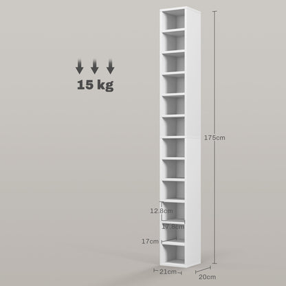 HOMCOM 204 CD Tall Narrow Media Storage Tower - White