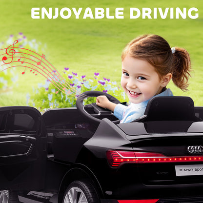 HOMCOM Audi E-tron Licensed 12V Kids Electric Ride on, Electric Car for Kids, with Parental Remote, Music Lights MP3, Suspension Wheels, for 3-5 Years, Black