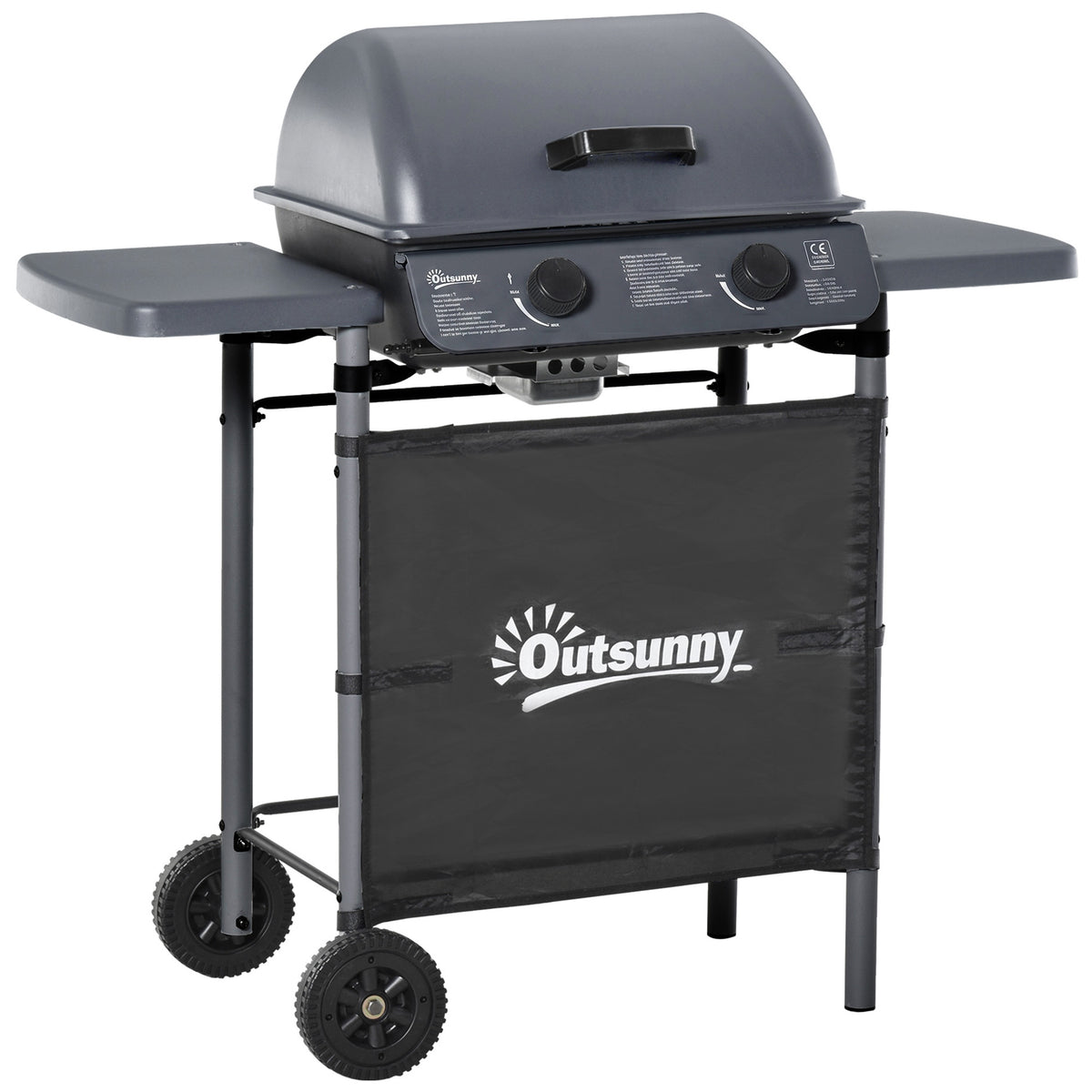 Outsunny 2 x 2.8kW Burner Gas BBQ - Grey