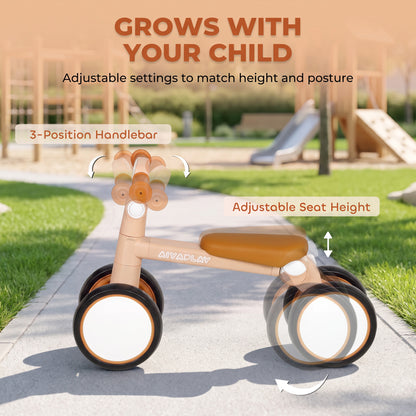 AIYAPLAY Balance Bike, Lightweight Baby Balance Bike with Foldable Design, Adjustable Seat, No Pedal for 1–2 Years, Pink