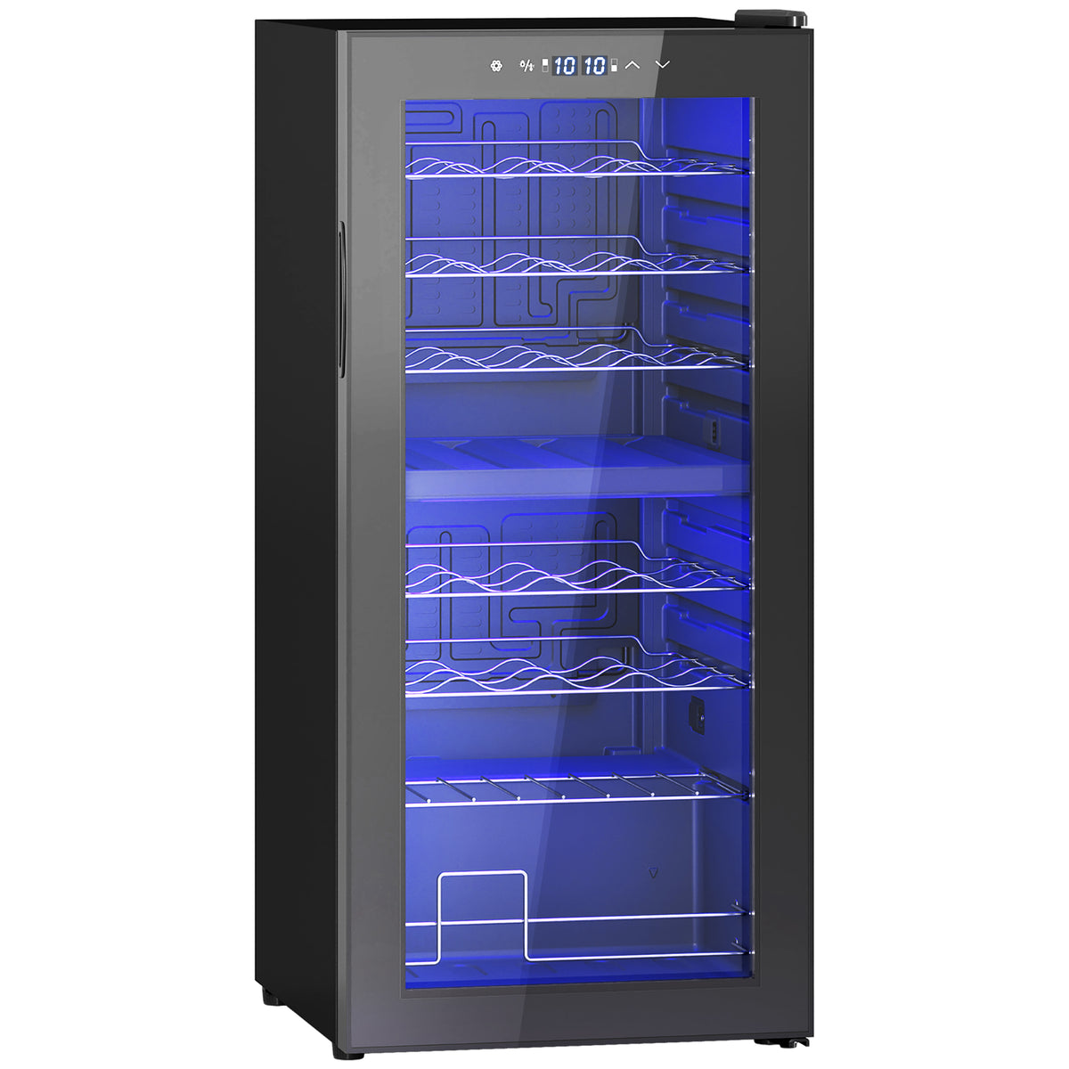 HOMCOM 32-Bottle Narrow Wine Fridge, with Lights - Black