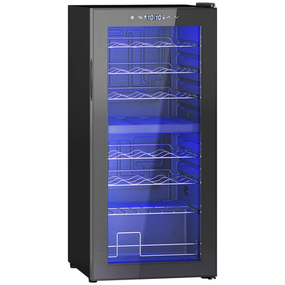 HOMCOM 32-Bottle Narrow Wine Fridge, with Lights - Black