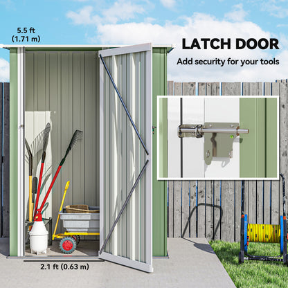 Outsunny 5ft x 3ft Garden Storage Shed, Galvanised Outdoor Metal Shed Waterproof with Sloped Roof, Lockable Door for Patio Tools, Equipment, Light Green