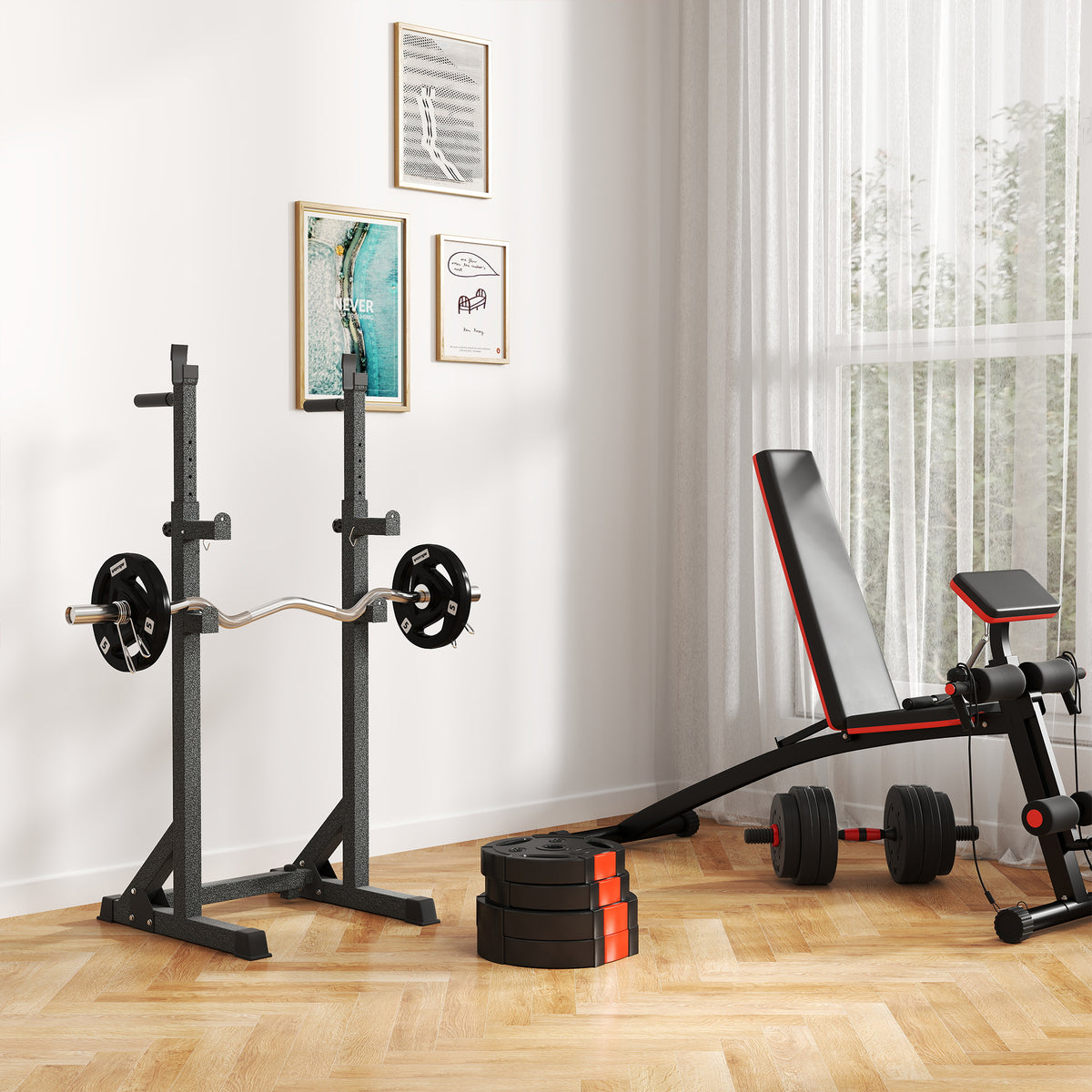 SPORTNOW Weight Plates Set, with Two 10kg and Two 5kg weights, Black