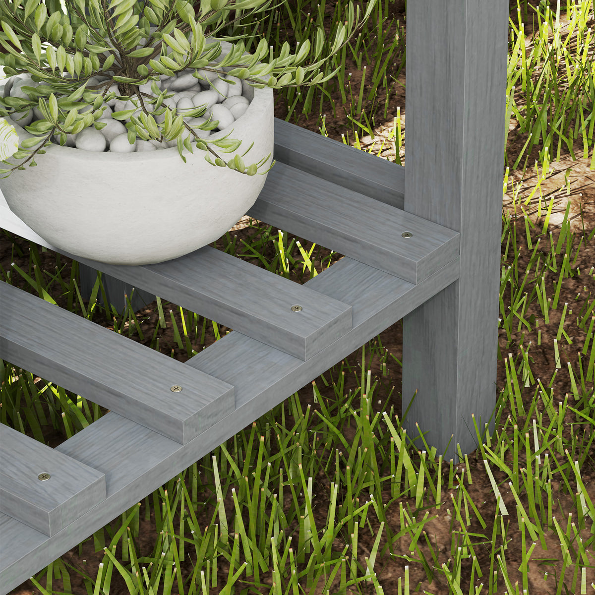 Outsunny Wooden Two-Tier Raised Planter, Two Drainage Holes, 35L - Grey