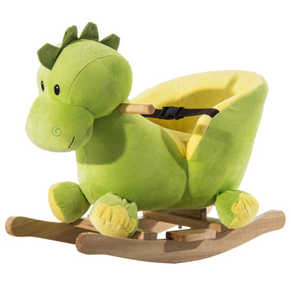 HOMCOM Kids Rocking Horse, Plush Ride-On Dinosaur Seat, with Seat Seat Belt, 32 Songs, Ride-On Horse