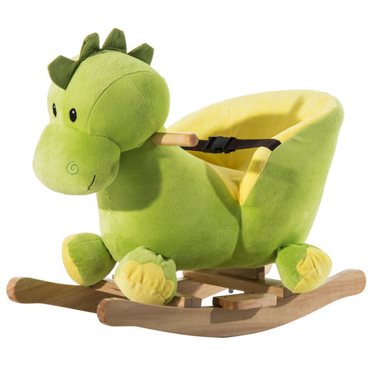 HOMCOM Kids Rocking Horse, Plush Ride-On Dinosaur Seat, with Seat Seat Belt, 32 Songs, Ride-On Horse