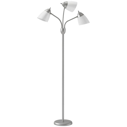 HOMCOM Arc Tree Floor Lamp with 3 Adjustable Rotating Lights and 3000K/4500K/6500K Colour Temperatures, Silver Tone