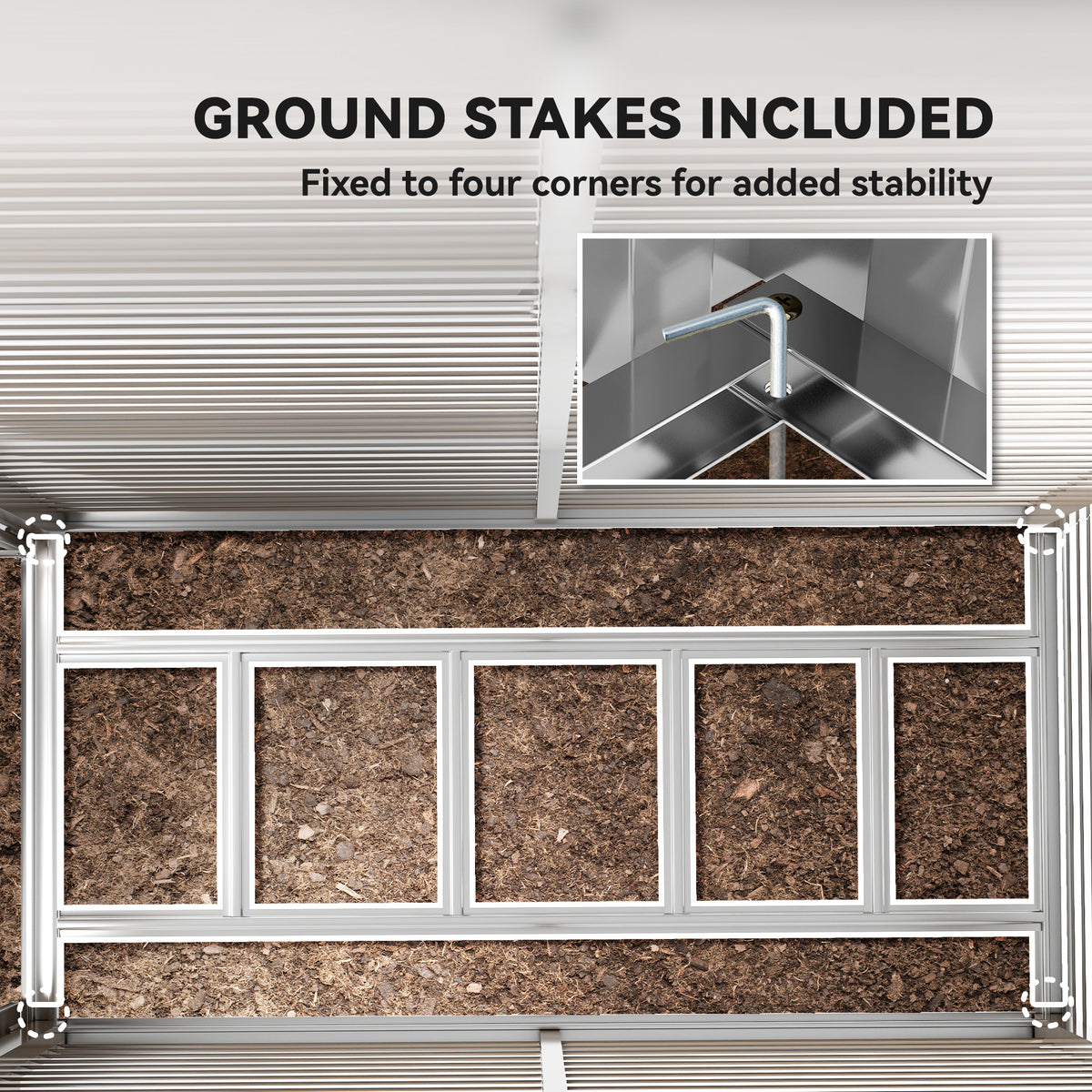 Outsunny 5 x 9ft Galvanised Metal Garden Shed with Foundation Kit, Outdoor Lean-to Shed, Tool Storage House for Garden, Brown