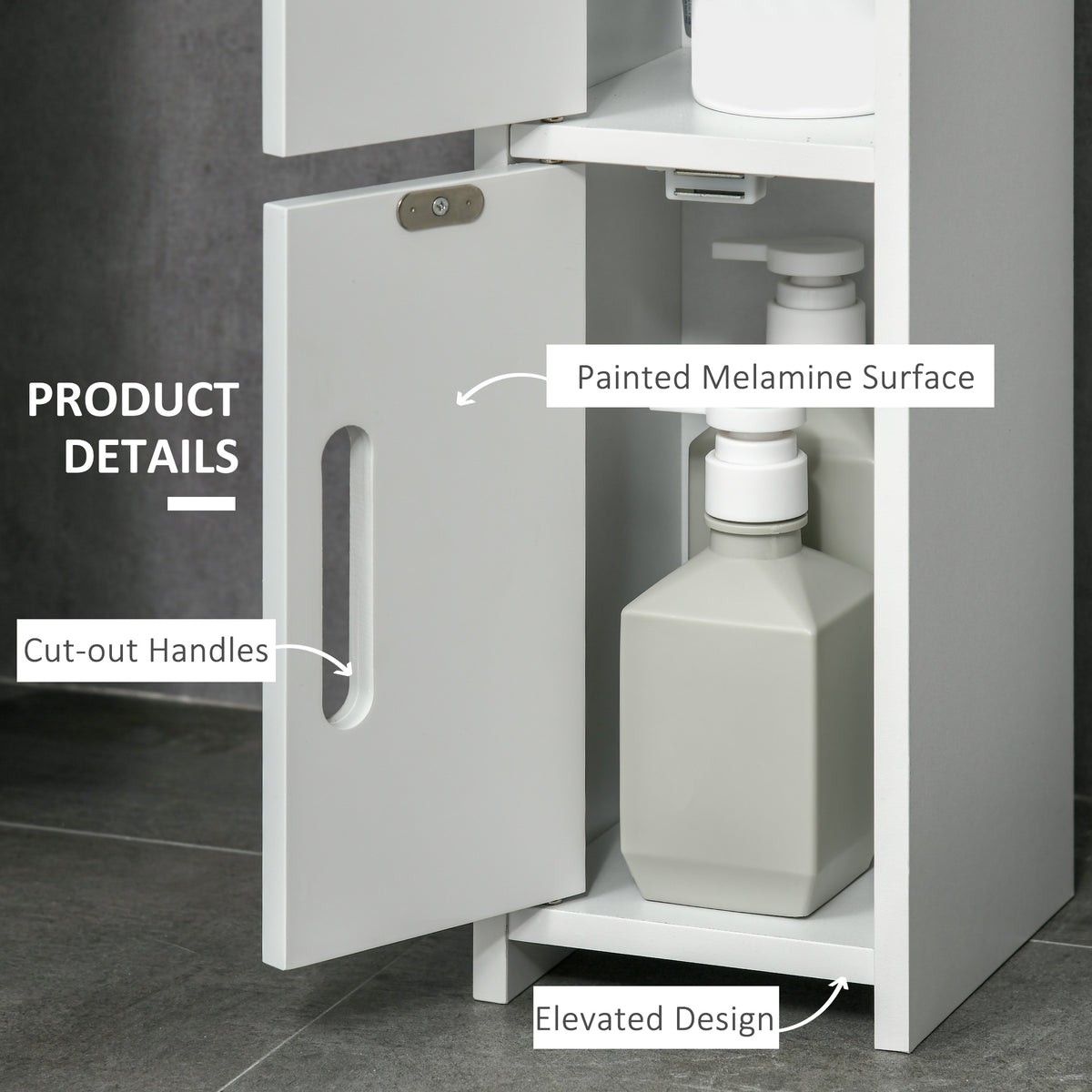 kleankin Modern Bathroom Storage Cabinet, Freestanding Tall Bathroom Cabinet with Open Shelves for Bedroom Hallway, White