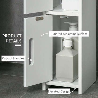 kleankin Modern Bathroom Storage Cabinet, Freestanding Tall Bathroom Cabinet with Open Shelves for Bedroom Hallway, White
