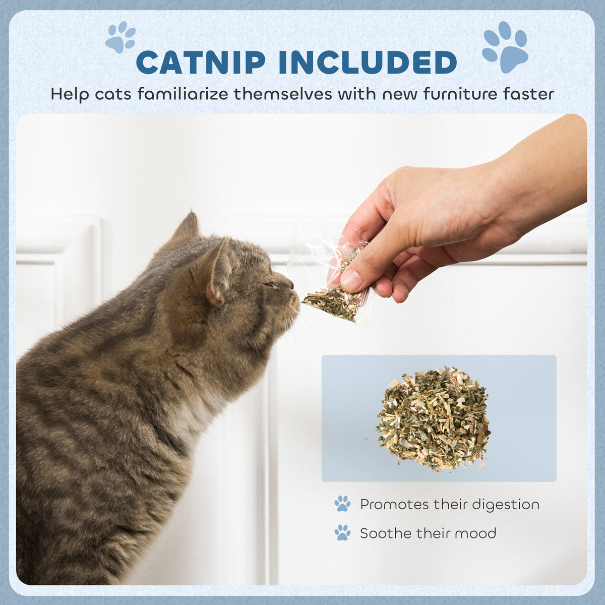 PawHut 2-in-1 Cat Scratching Board with Catnip for Indoor Cats, 26.5 x 57 x 26.5cm, Blue