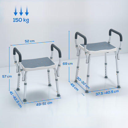 HOMCOM 57-69cm Aluminium Frame Bath Seat - Light Blue