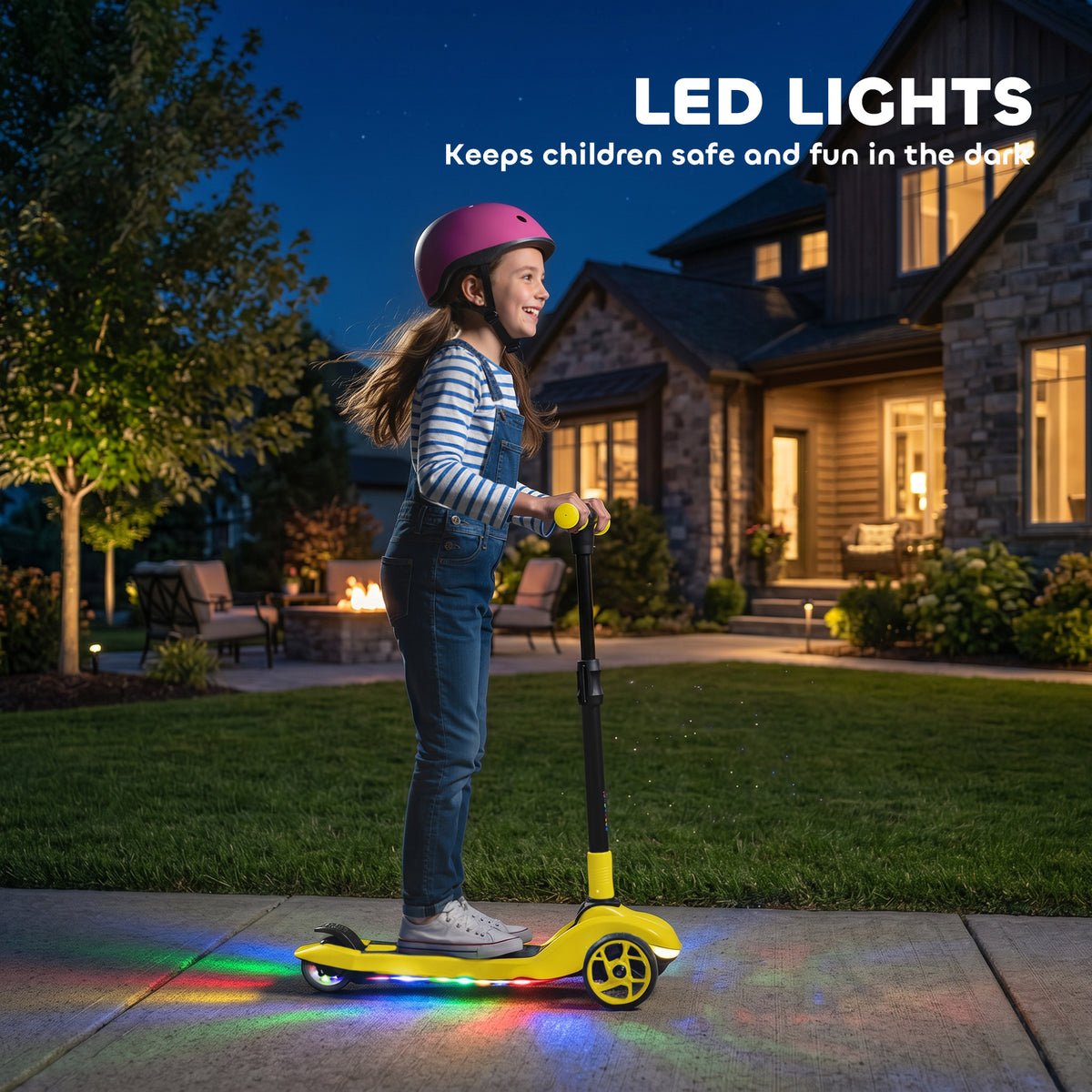 AIYAPLAY Three-Wheel Foldable Electric Scooter for Kids Aged 6-10 Years, Yellow