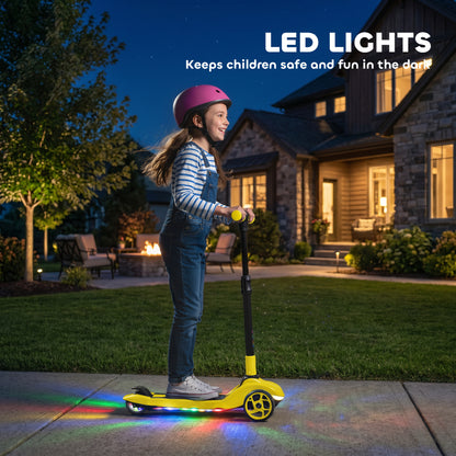 AIYAPLAY Three-Wheel Foldable Electric Scooter for Kids Aged 6-10 Years, Yellow