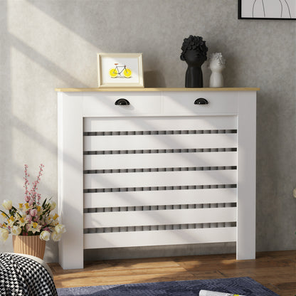 HOMCOM 95.5H x 111Wcm Radiator Cover, with Drawer - White