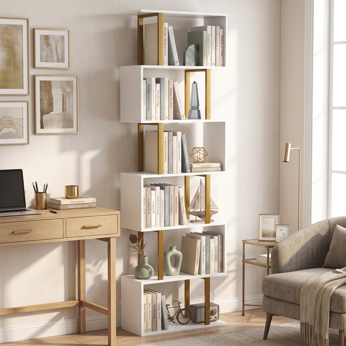 HOMCOM standing units free bookshelves industrial case bedroom