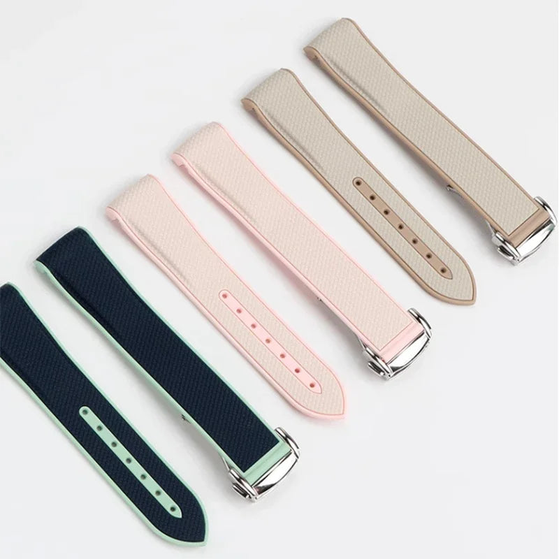 Curved End Strap 20mm for Omega X Swatch Joint MoonSwatch Sport Silicone Rubber Folding Buckle Watch Band for Seamaster 300