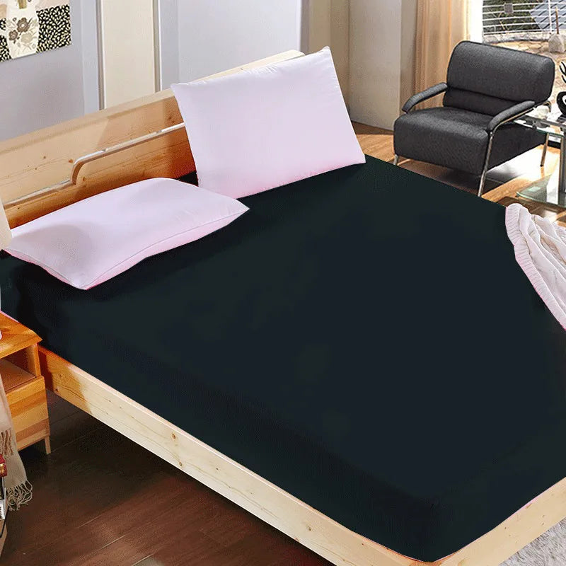 1Pc High Quality 100% Polyester Solid Color Fitted Sheet Mattress Cover Four Corners With  Elastic Band Bed Sheets