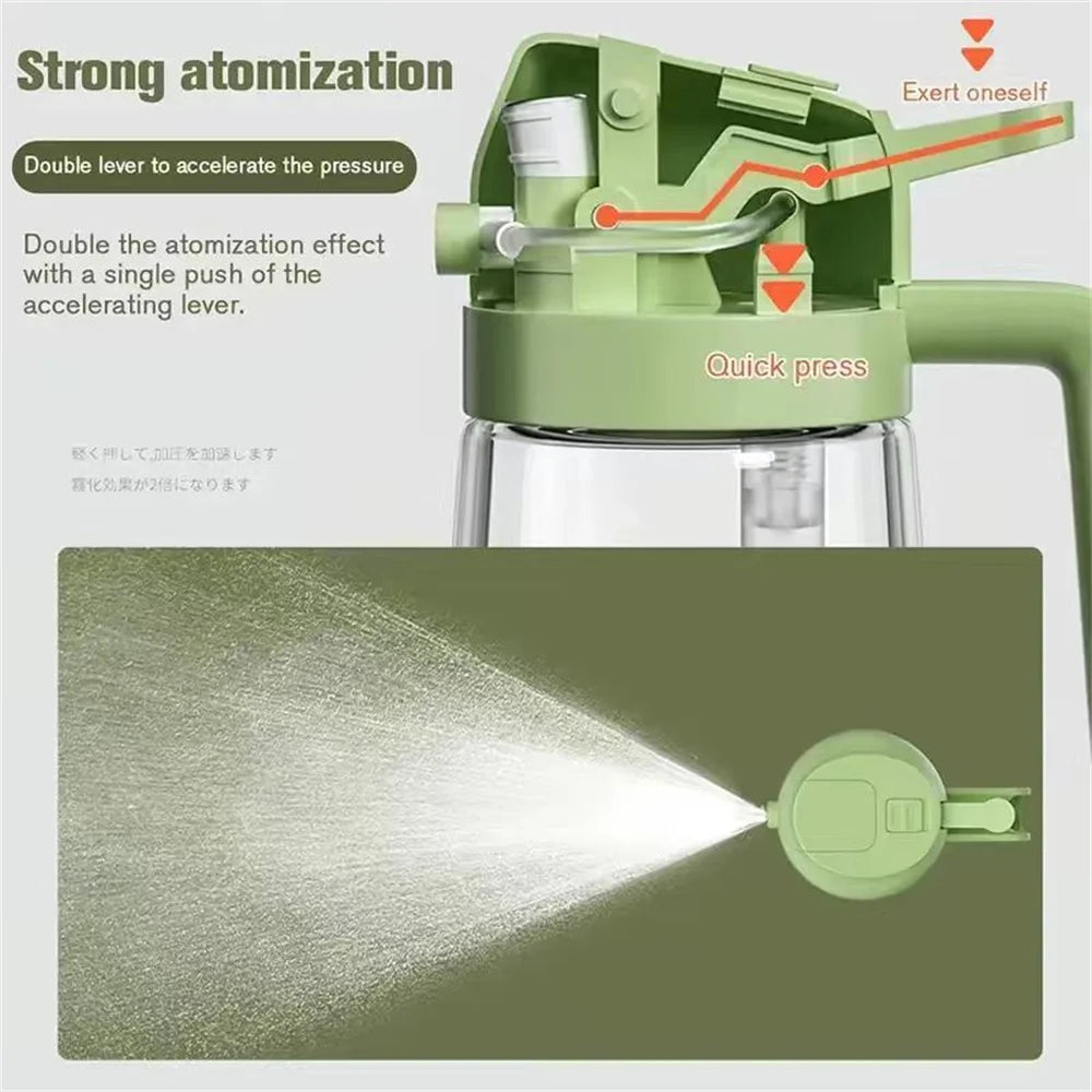 470 ML Oil Sprayer for Cooking, 2-in-1 Olive Oil Dispenser and Oil Bottle with Stickers, Thick Glass Spray Bottle