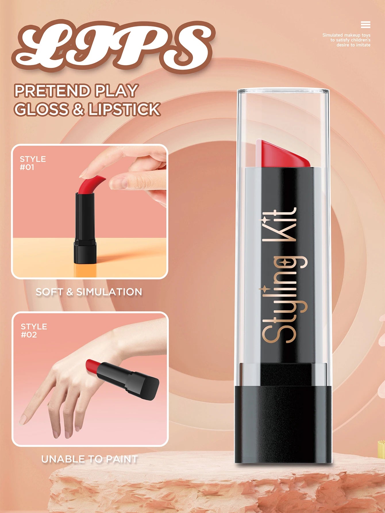 Play Makeup Toys, Simulated Cosmetics Fake Makeup Set Lipstick Powder Blusher Not Real Makeup for Girl Gifts
