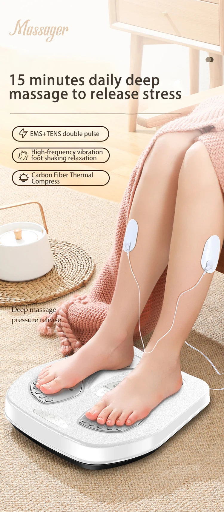 Vibration Foot Leg Trainer with Heat,Remote Control,Adjustable Vibration Speed Electric Machine, for Circulation,Plantar Fa