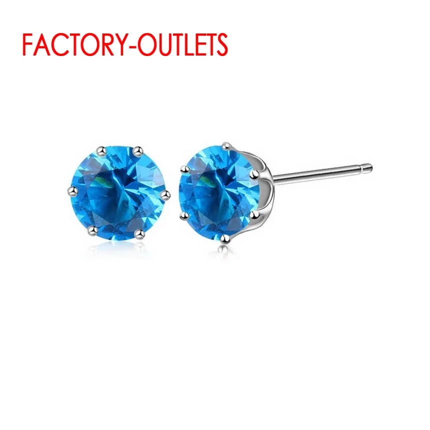 New Arrival Factory Cheap Price 925 Sterling Silver Korean Style Fashion Jewelry Stud Earrings Shinny Crystal Fast Shipping