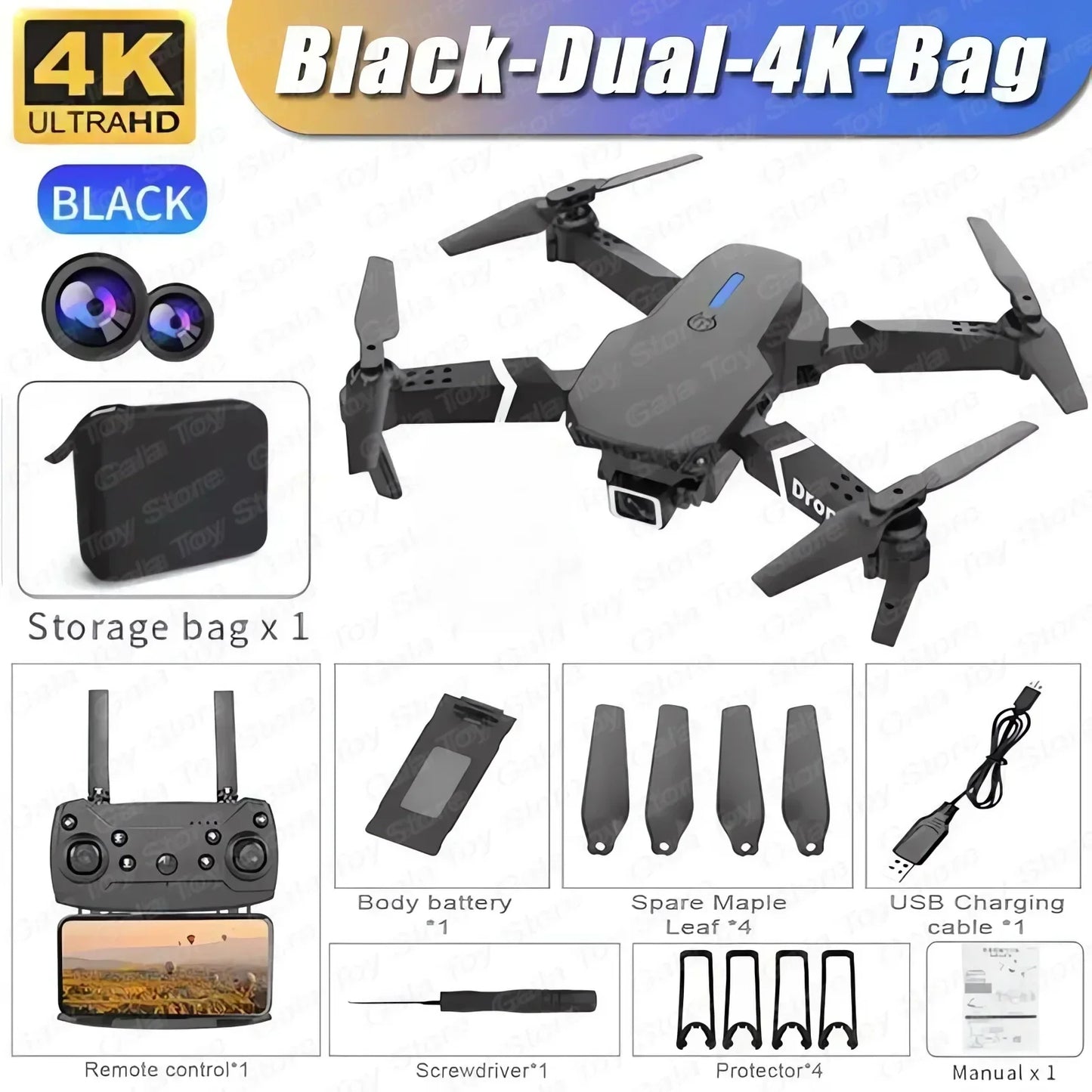 E88 Pro WIFI FPV Drone Wide Angle HD 4K 1080P Camera Height Hold RC Foldable Quadcopter Dron Helicopter Toy Christmas Boy's Gift