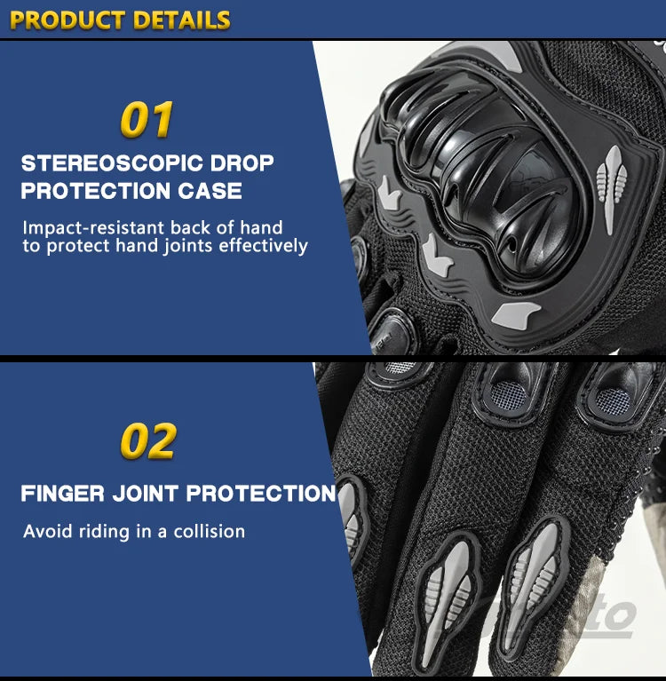Ummer Breathable Full Finger Motorcycle Gloves Non-slip Wear-resistant Motocross Racing Gloves Touch Screen Moto Biker Gloves