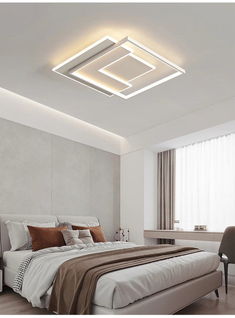 Modern Nordic Led Ceiling Light Square Minimalist Lamps for Kitchen Living Dining  Room Art Home Decoration Chandelier
