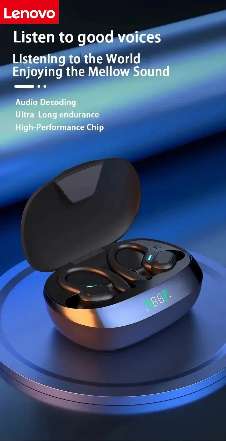 Lenovo Original Sports Wireless Earphones Ear Hanging Running Bluetooth Earphones Digital Display Noise Reduction Earphones