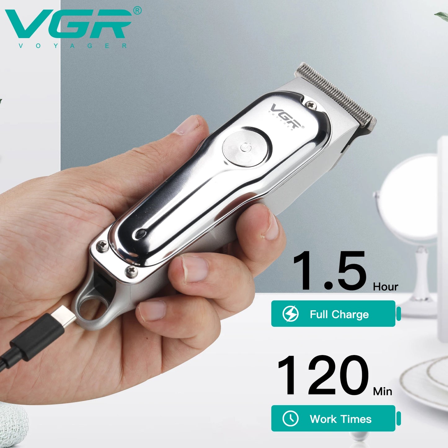 VGR Hair Trimmer Professional Hair Clipper Wireless Hair Cutting Machine Electric Zero Cutting Machine Trimmer for Men V-071